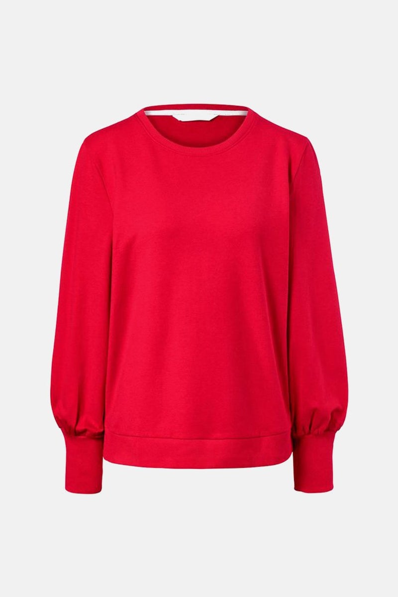 Tchibo Women Crew Neck Long Sleeves Plain Shirt, Red - Image 3